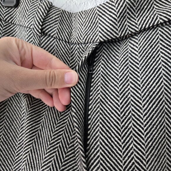 Laurèl 26 Wool Wide-Leg Pants Chevron Grey High Waist Trousers - Picture 4 of 9